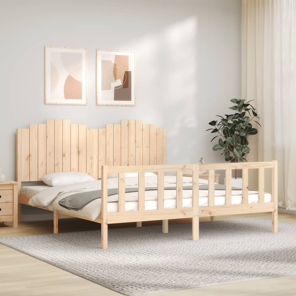 Bedframe met hoofdbord massief hout 180x200 cm