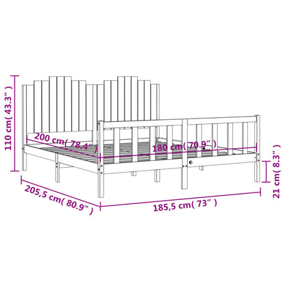 Bedframe met hoofdbord massief hout 180x200 cm