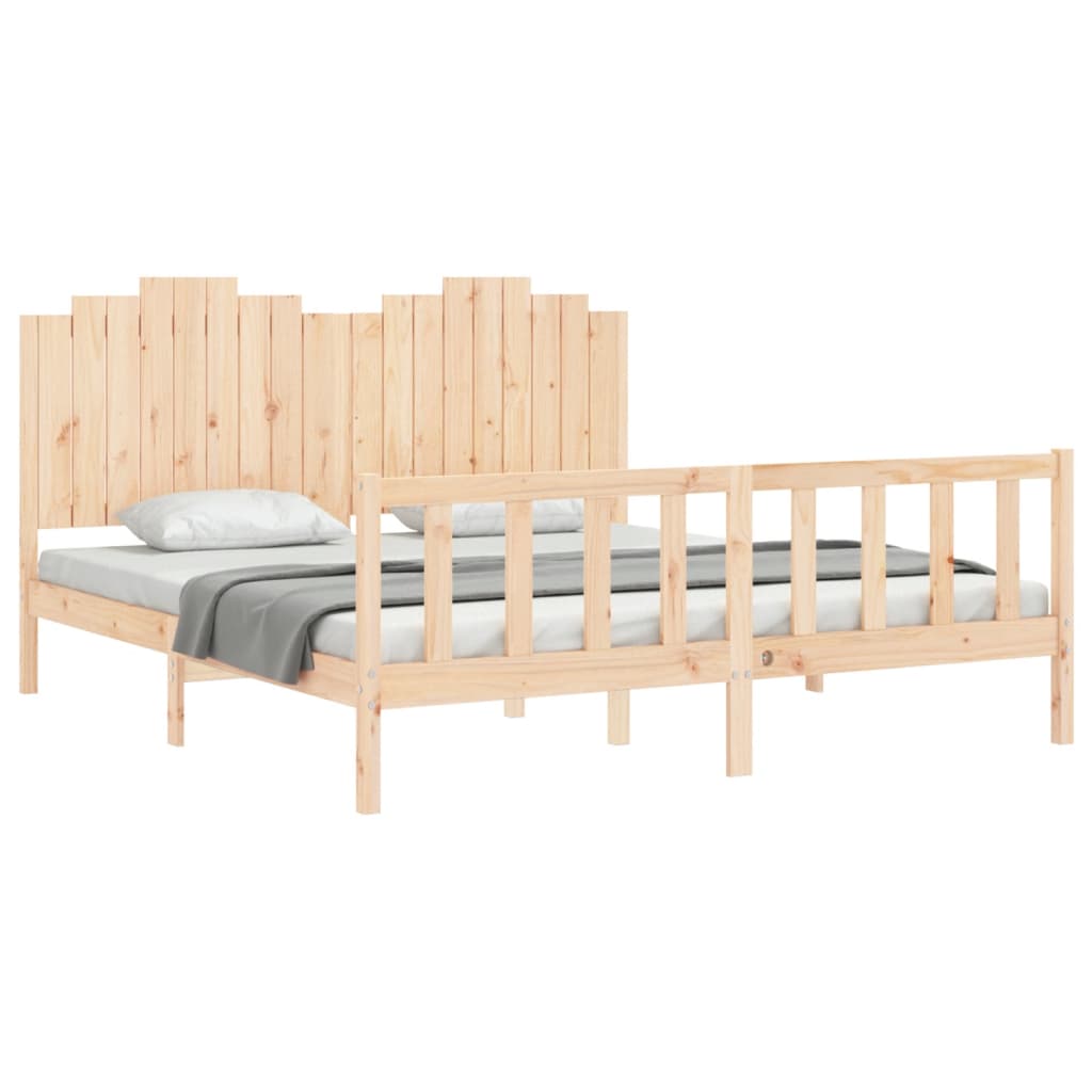 Bedframe met hoofdbord massief hout 180x200 cm