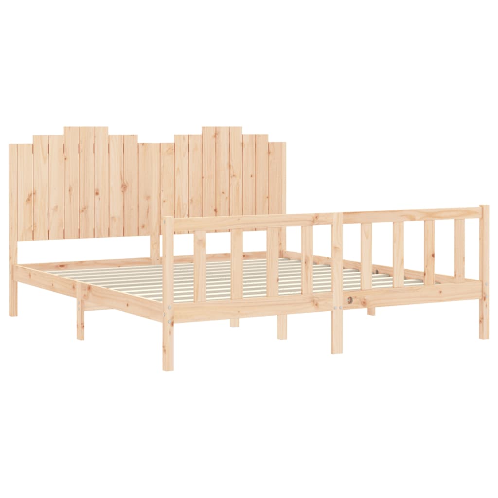 Bedframe met hoofdbord massief hout 180x200 cm