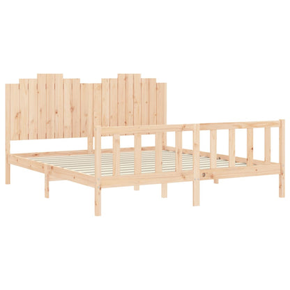Bedframe met hoofdbord massief hout 180x200 cm