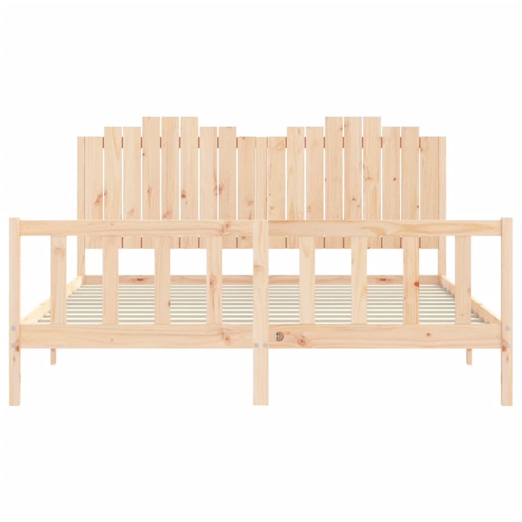 Bedframe met hoofdbord massief hout 180x200 cm