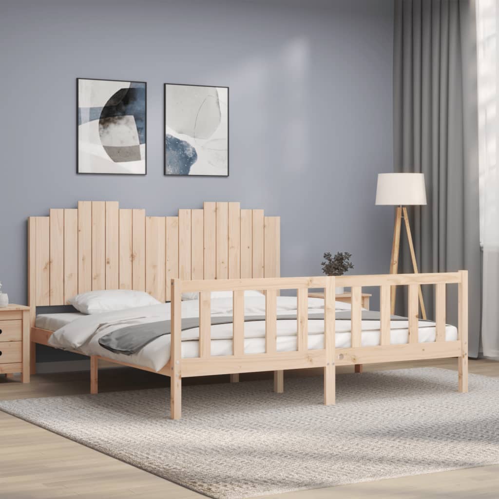 Bedframe met hoofdbord massief hout 180x200 cm