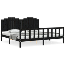 Bedframe Met Hoofdbord Massief Hout 200 x 200 cm Zwart