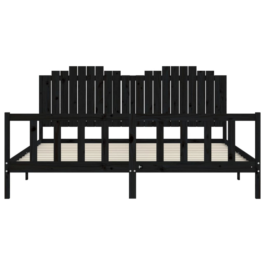 Bedframe Met Hoofdbord Massief Hout 200 x 200 cm Zwart