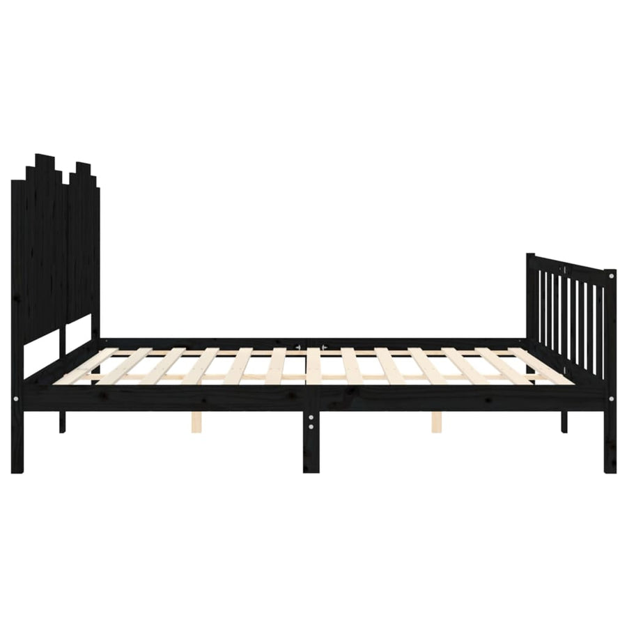 Bedframe Met Hoofdbord Massief Hout 200 x 200 cm Zwart