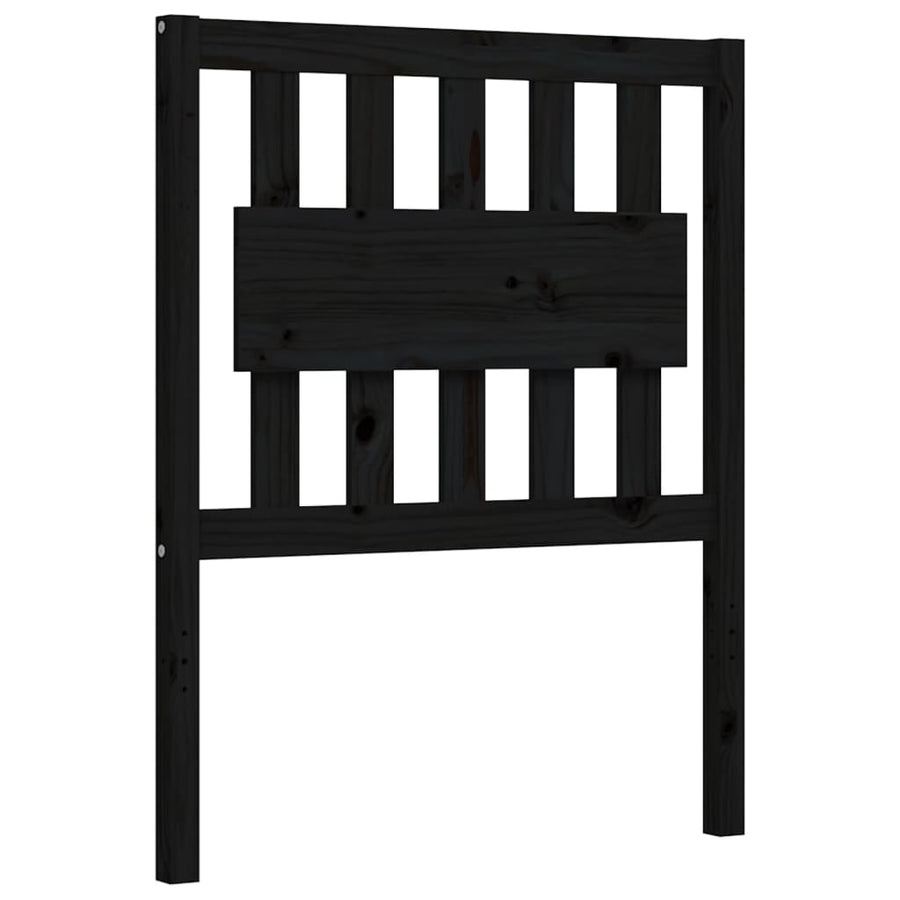 Bedframe Met Hoofdbord Massief Hout 2Ft6 Small Single 75 x 190 cm Zwart