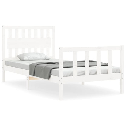Bedframe Met Hoofdbord Massief Hout 100 x 200 cm Wit