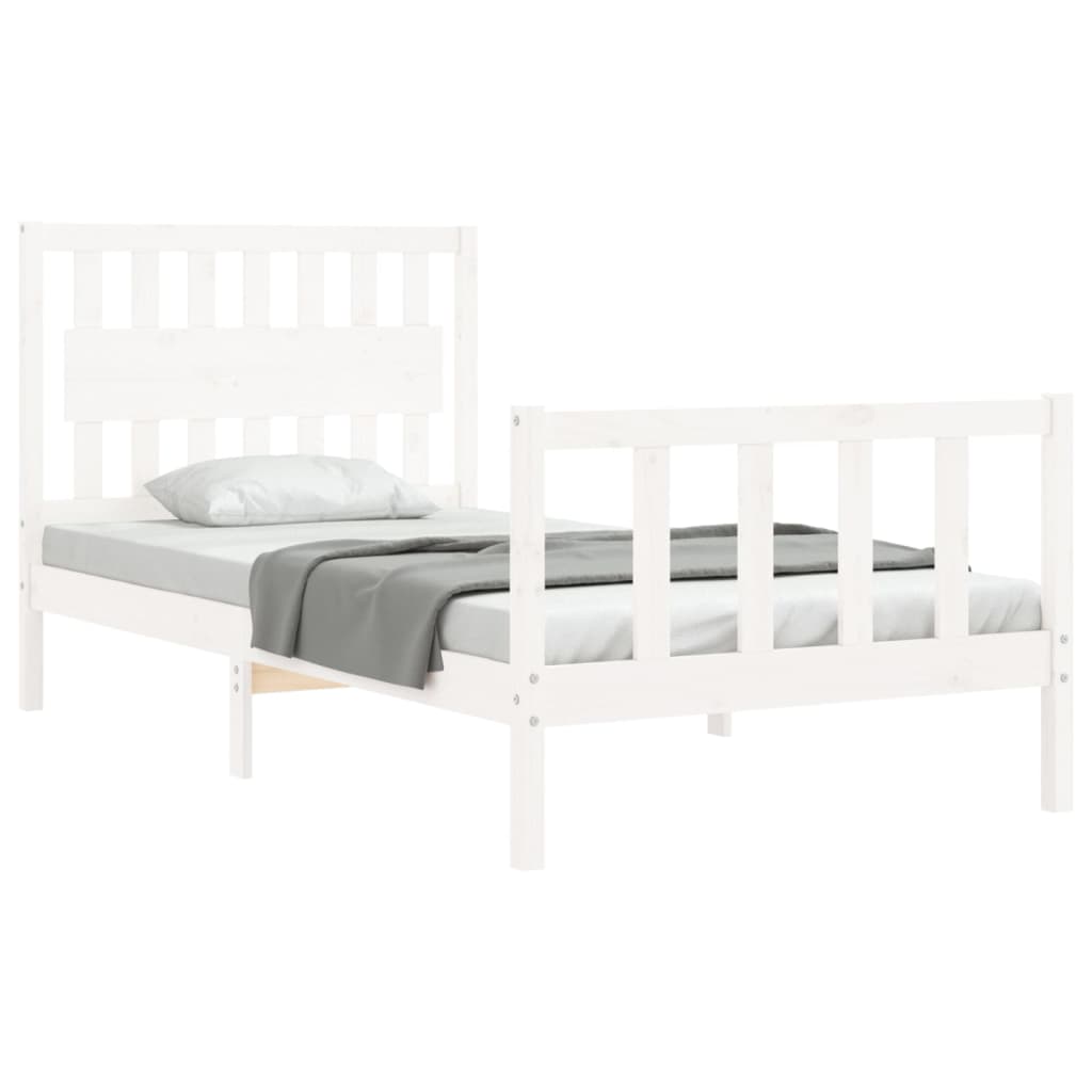 Bedframe Met Hoofdbord Massief Hout 100 x 200 cm Wit
