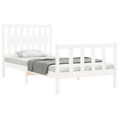 Bedframe Met Hoofdbord Massief Hout 100 x 200 cm Wit