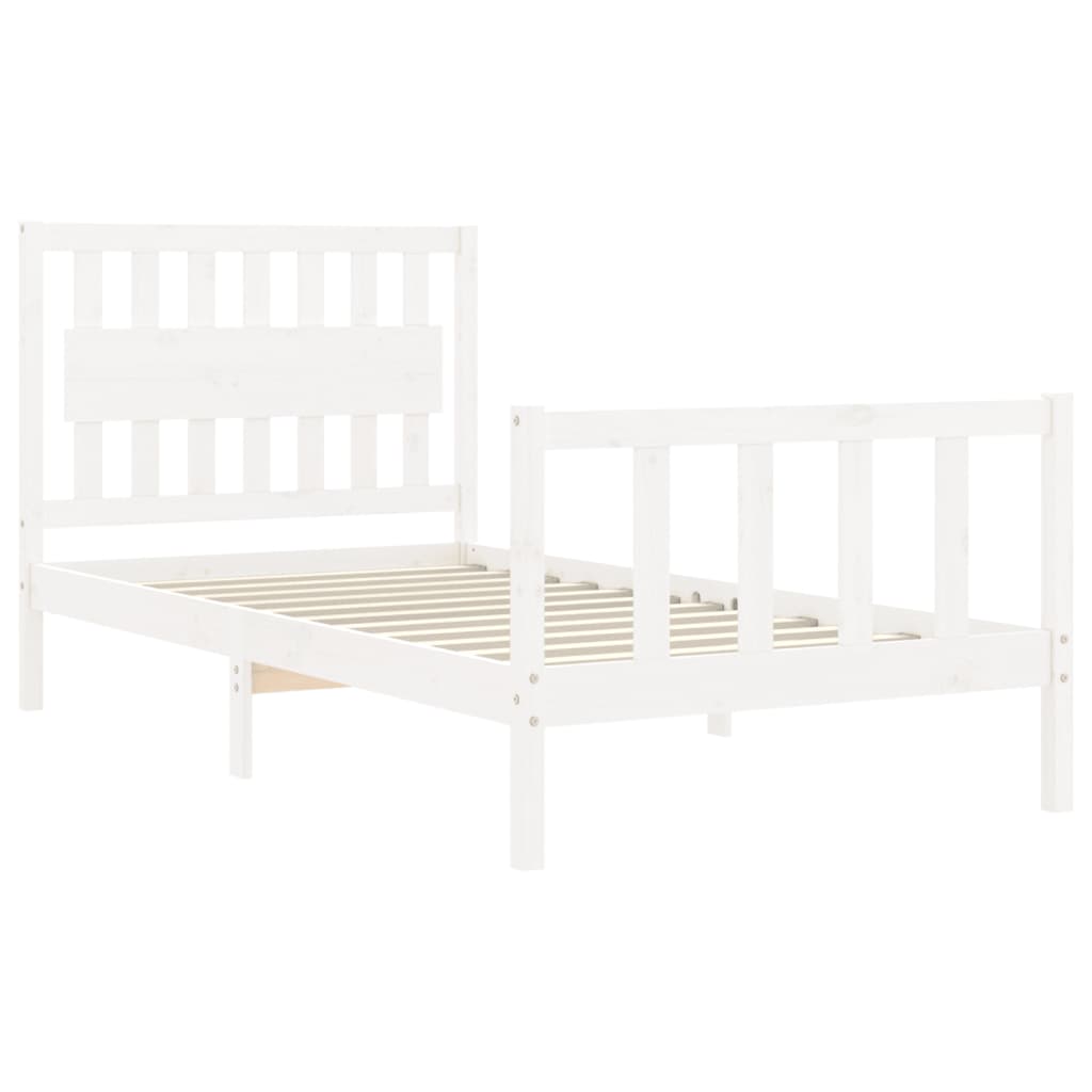 Bedframe Met Hoofdbord Massief Hout 100 x 200 cm Wit