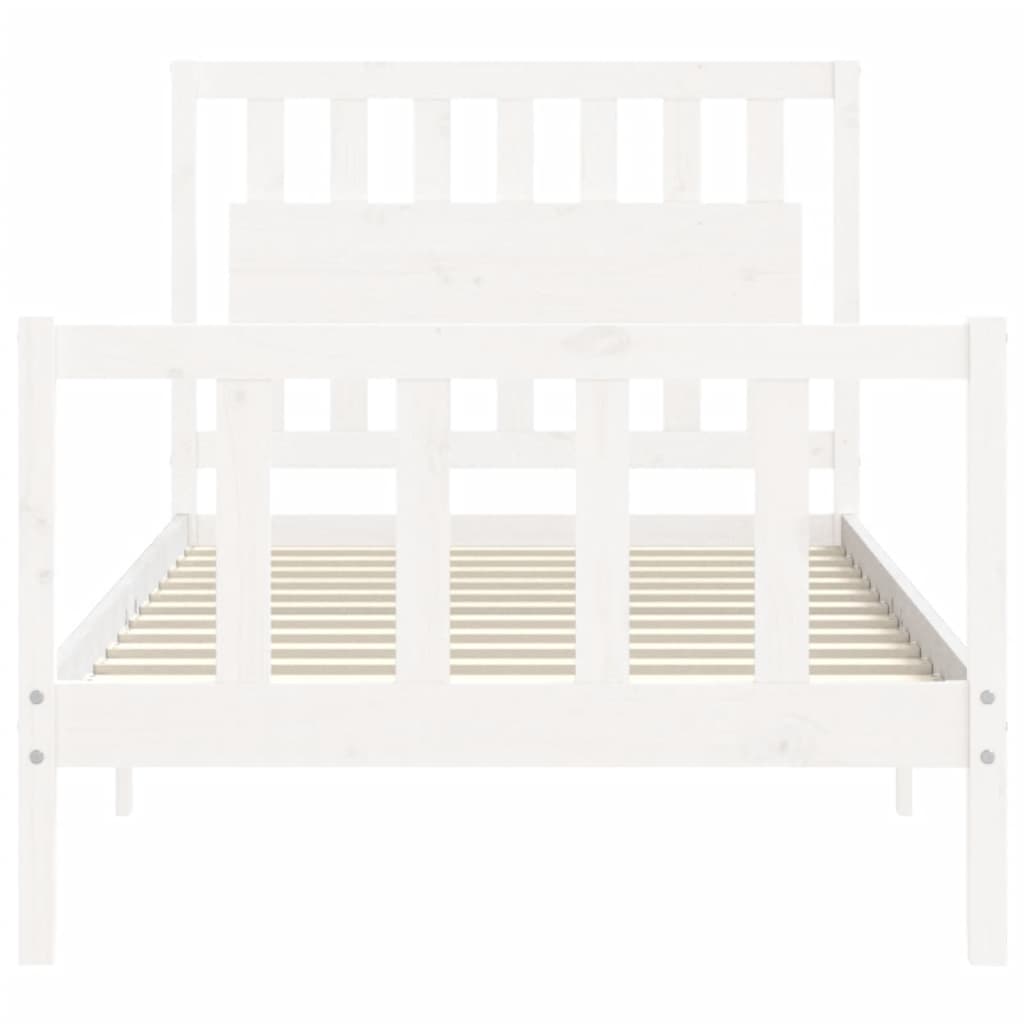 Bedframe Met Hoofdbord Massief Hout 100 x 200 cm Wit