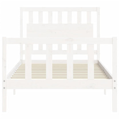 Bedframe Met Hoofdbord Massief Hout 100 x 200 cm Wit