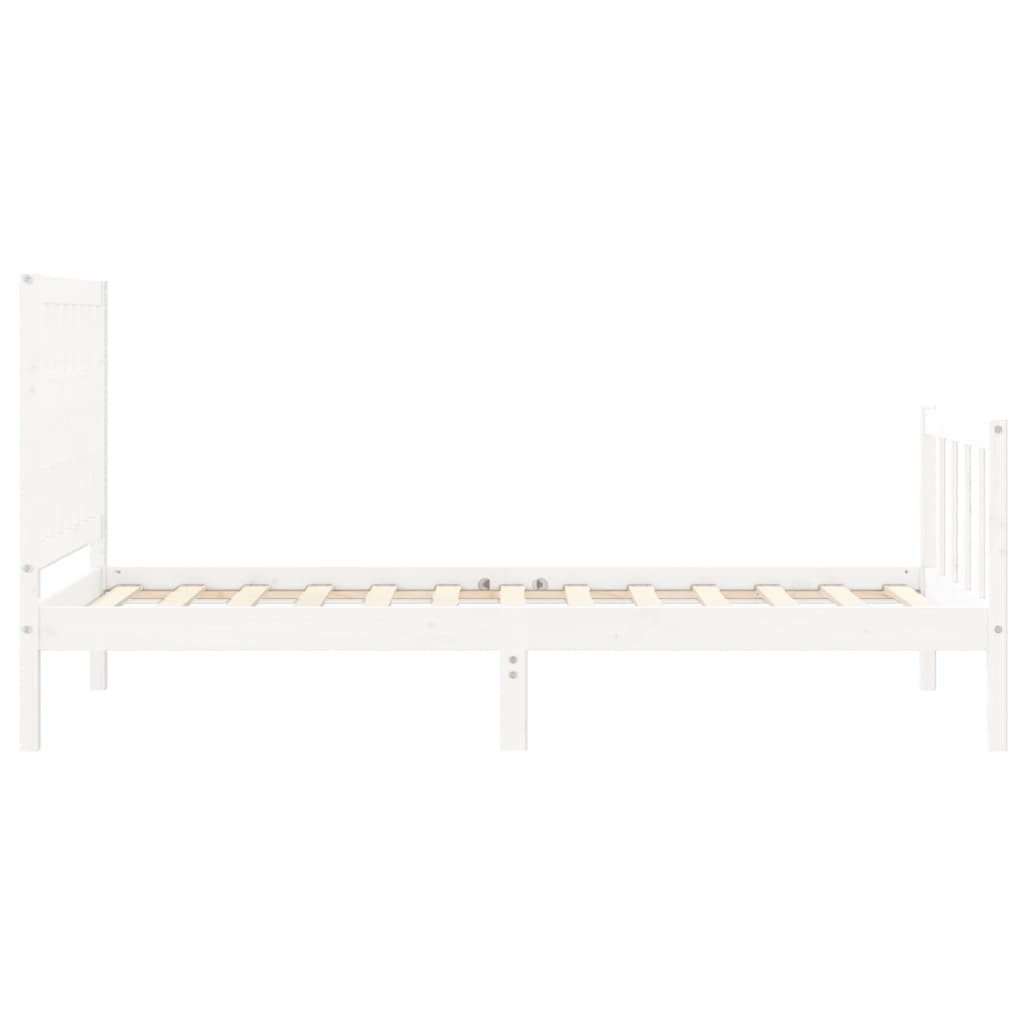 Bedframe Met Hoofdbord Massief Hout 100 x 200 cm Wit