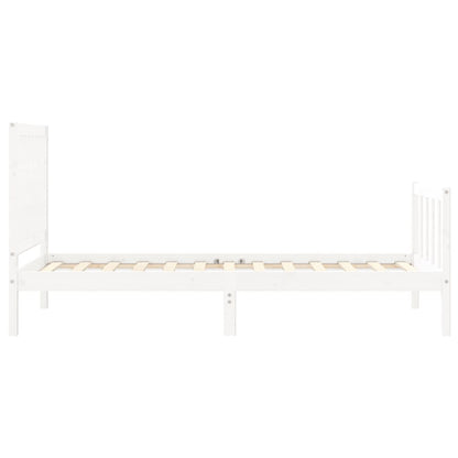 Bedframe Met Hoofdbord Massief Hout 100 x 200 cm Wit