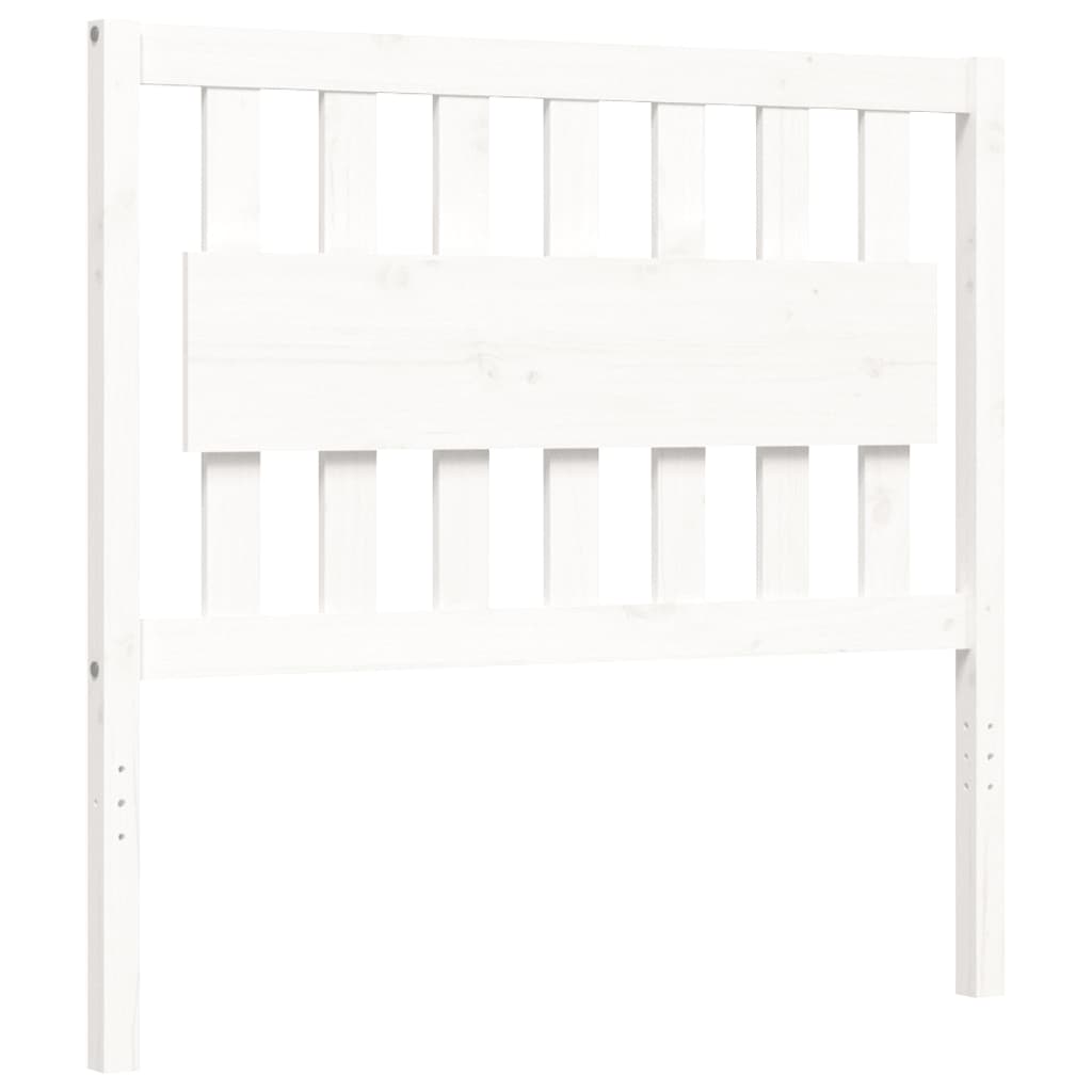 Bedframe Met Hoofdbord Massief Hout 100 x 200 cm Wit
