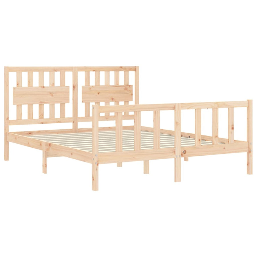 Bedframe Met Hoofdbord Massief Hout 160 x 200 cm Naturel