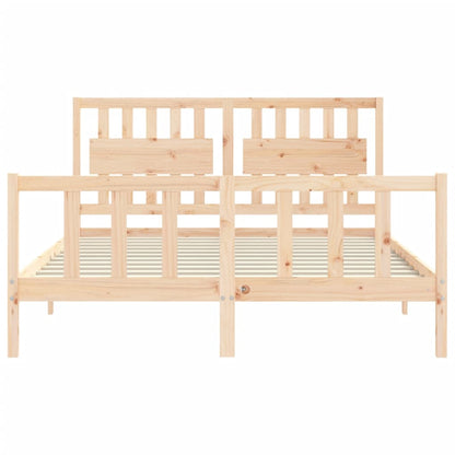 Bedframe Met Hoofdbord Massief Hout 160 x 200 cm Naturel