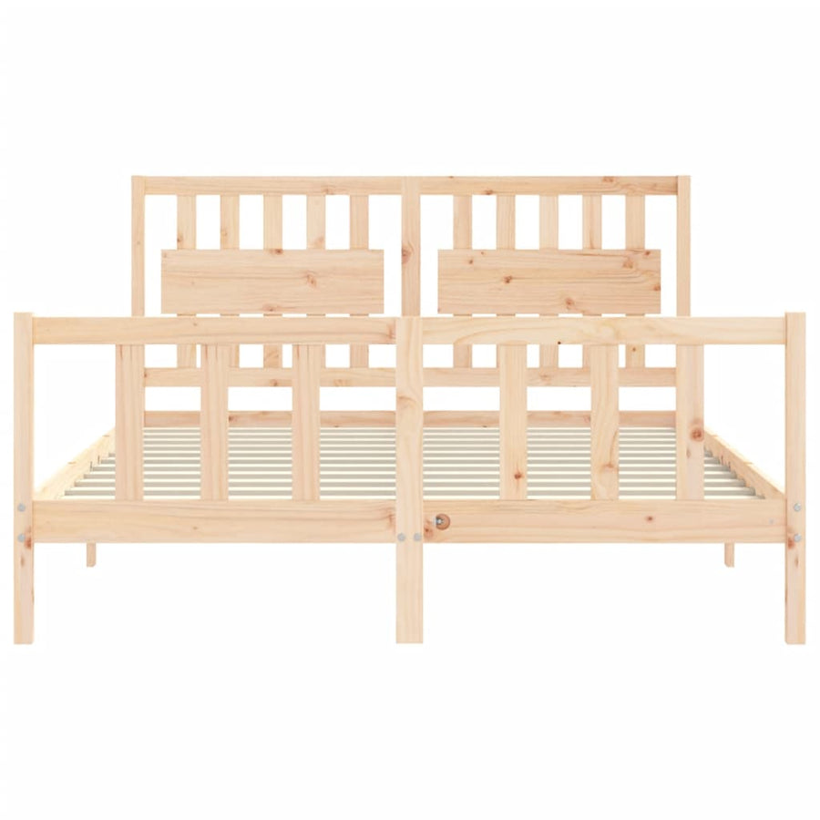 Bedframe Met Hoofdbord Massief Hout 160 x 200 cm Naturel