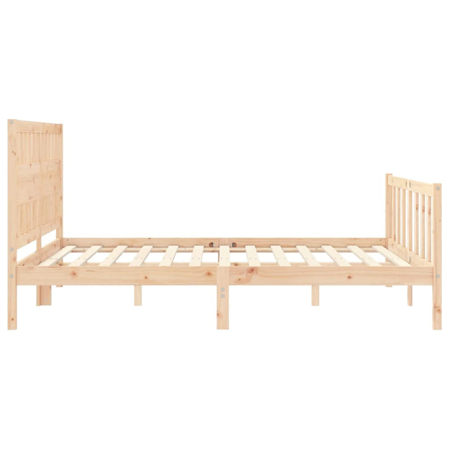 Bedframe Met Hoofdbord Massief Hout 160 x 200 cm Naturel
