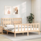 Bedframe Met Hoofdbord Massief Hout 160 x 200 cm Naturel