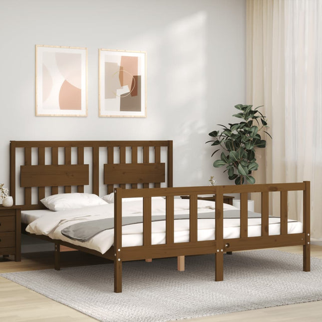 Bedframe Met Hoofdbord Hout 160 x 200 cm Honingbruin