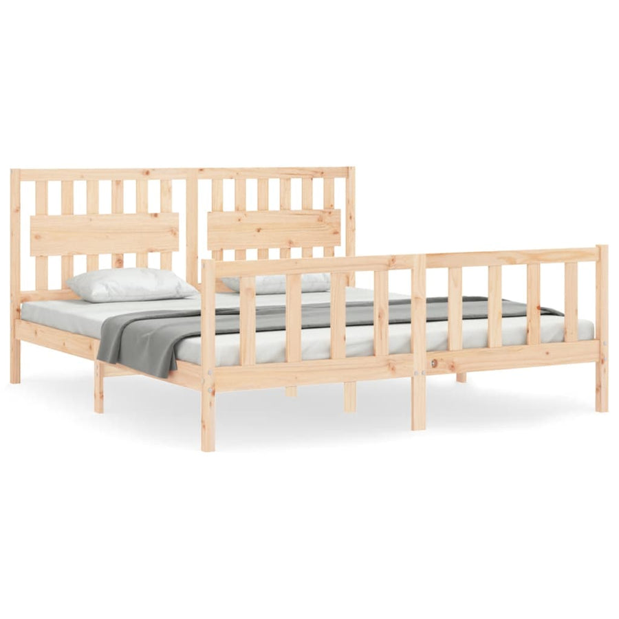 Bedframe met hoofdbord massief hout 6 FT Super King Size 180 x 200 cm Naturel