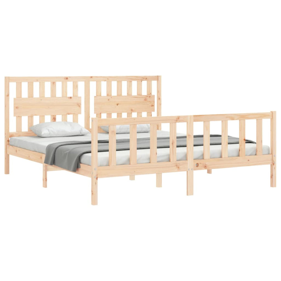 Bedframe met hoofdbord massief hout 6 FT Super King Size 180 x 200 cm Naturel