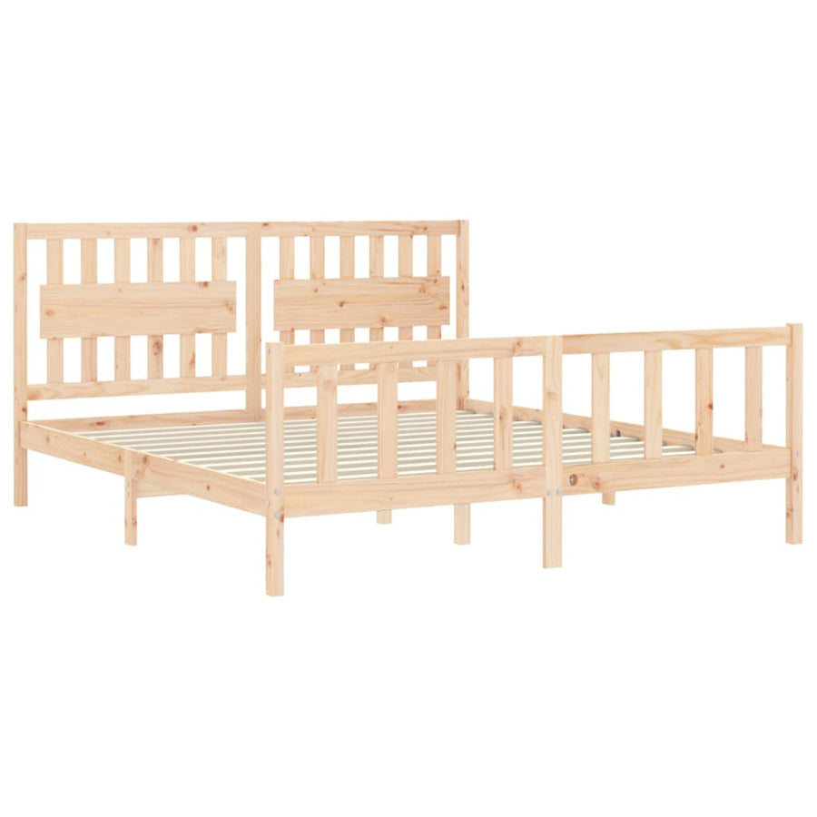 Bedframe met hoofdbord massief hout 6 FT Super King Size 180 x 200 cm Naturel