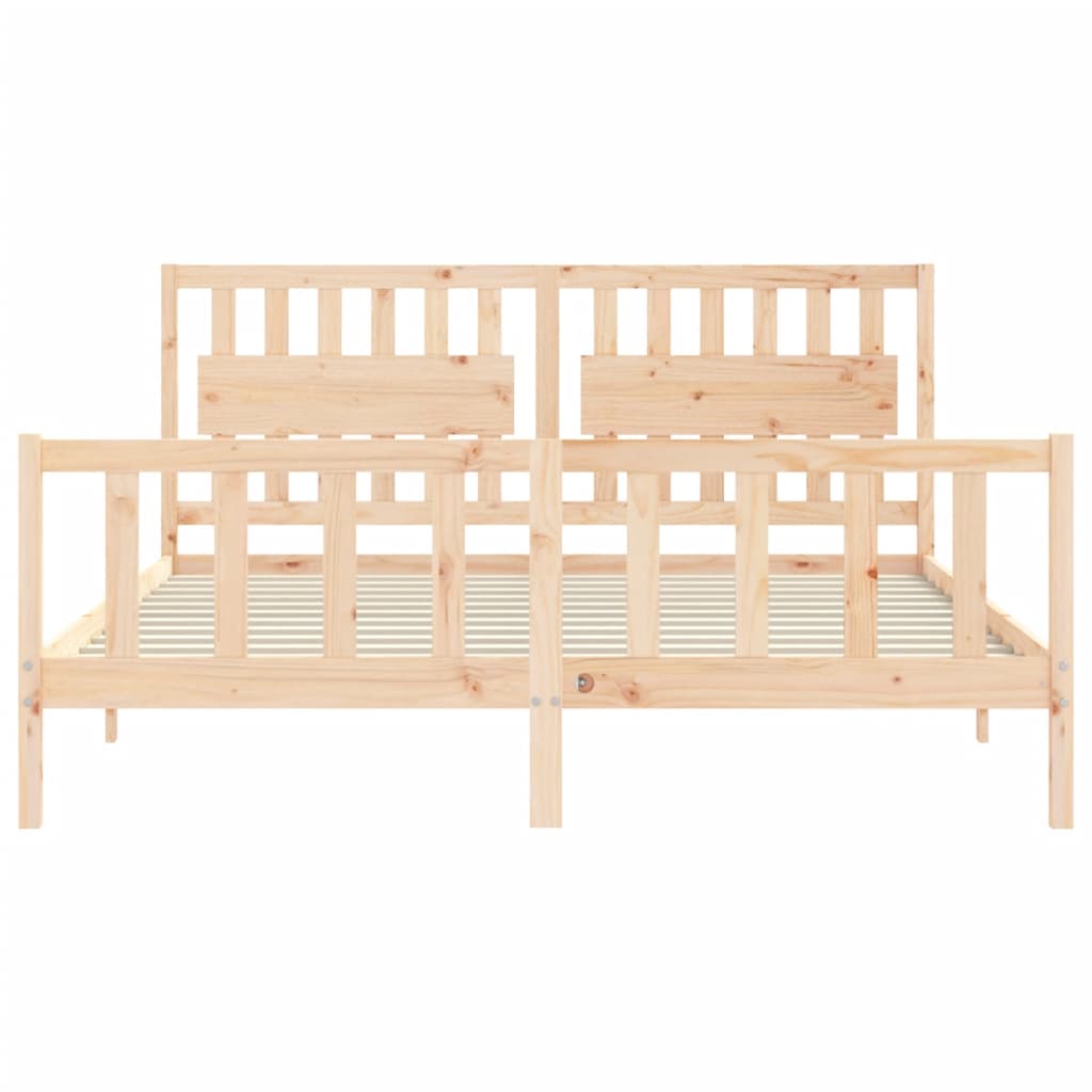 Bedframe met hoofdbord massief hout 6 FT Super King Size 180 x 200 cm Naturel