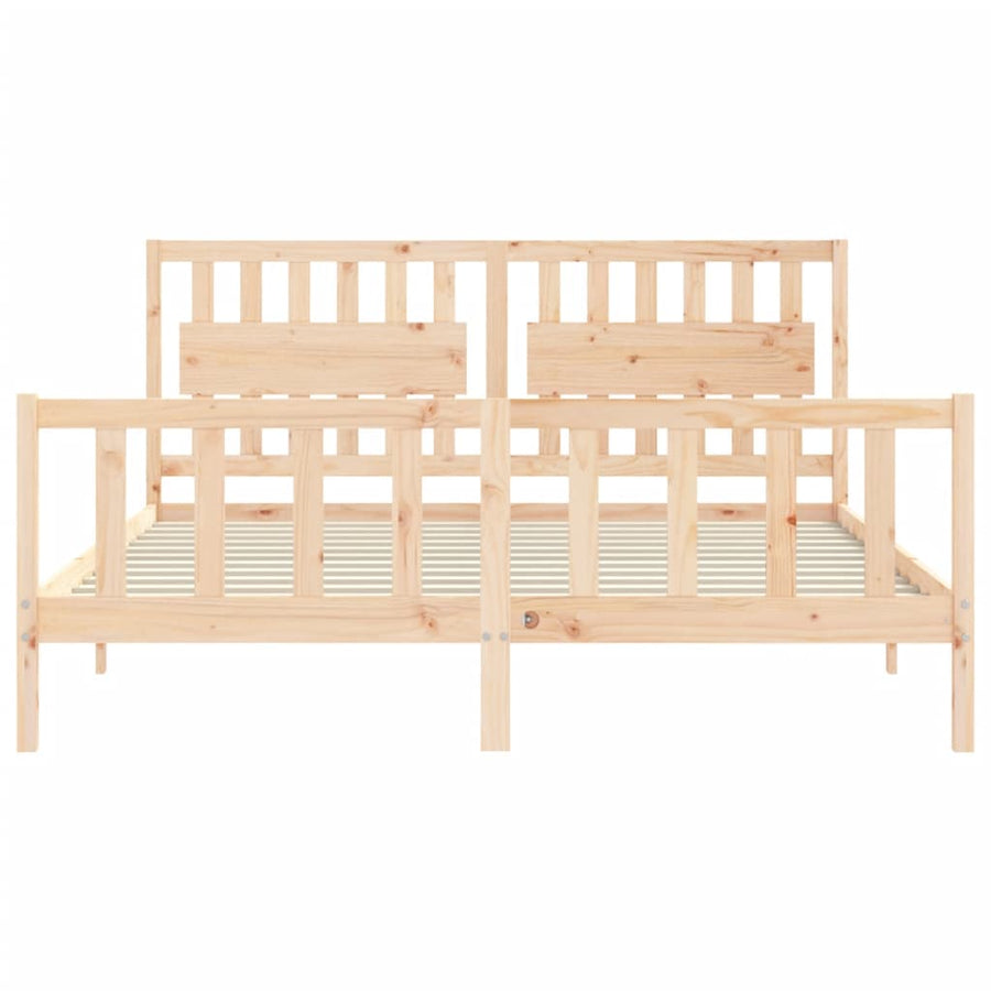 Bedframe met hoofdbord massief hout 6 FT Super King Size 180 x 200 cm Naturel