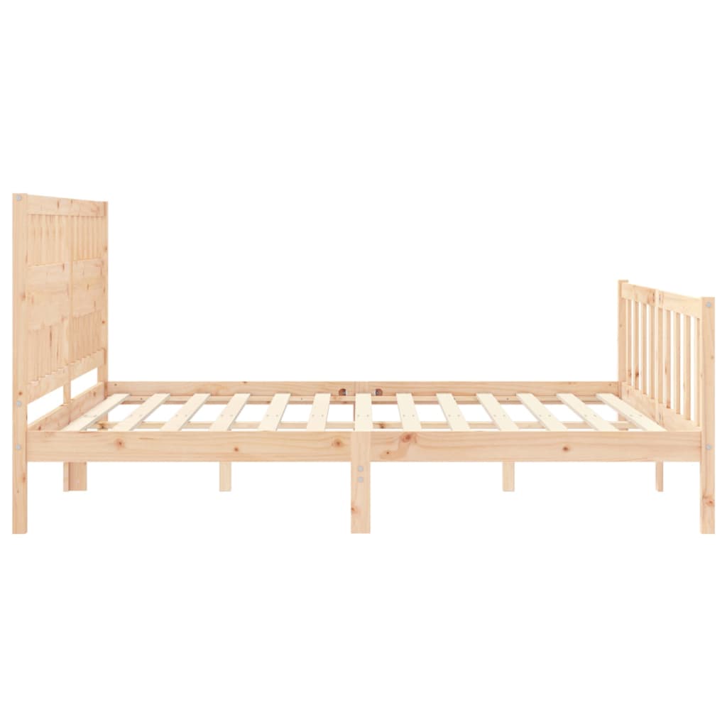 Bedframe met hoofdbord massief hout 6 FT Super King Size 180 x 200 cm Naturel