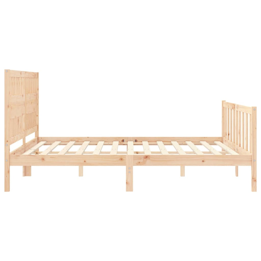 Bedframe met hoofdbord massief hout 6 FT Super King Size 180 x 200 cm Naturel
