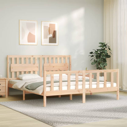 Bedframe met hoofdbord massief hout 6 FT Super King Size 180 x 200 cm Naturel