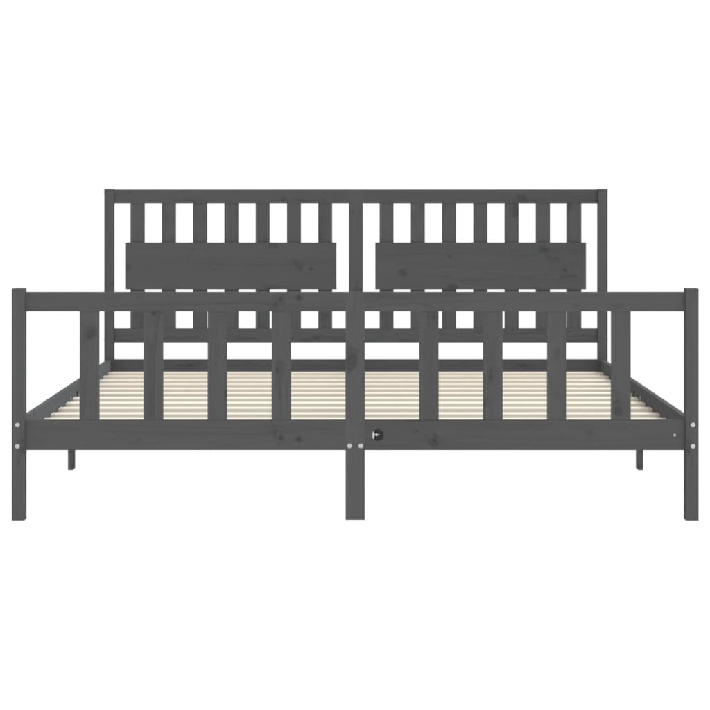 Bedframe Met Hoofdbord Massief Hout 200 x 200 cm Grijs