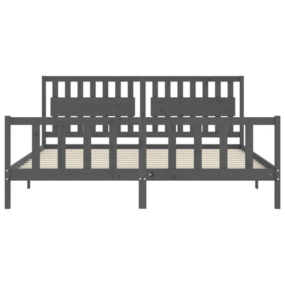 Bedframe Met Hoofdbord Massief Hout 200 x 200 cm Grijs