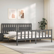 Bedframe massief hout grijs 200x200 cm