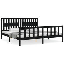 Bedframe Met Hoofdbord Massief Hout 200 x 200 cm Zwart