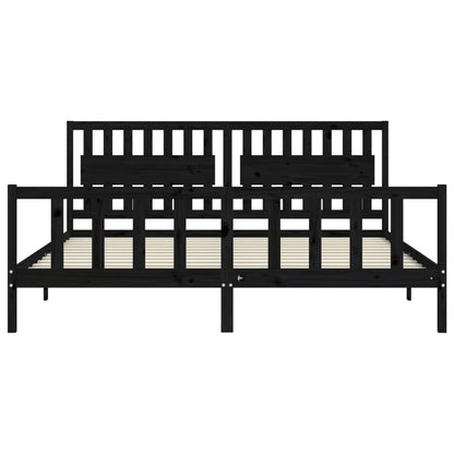 Bedframe Met Hoofdbord Massief Hout 200 x 200 cm Zwart