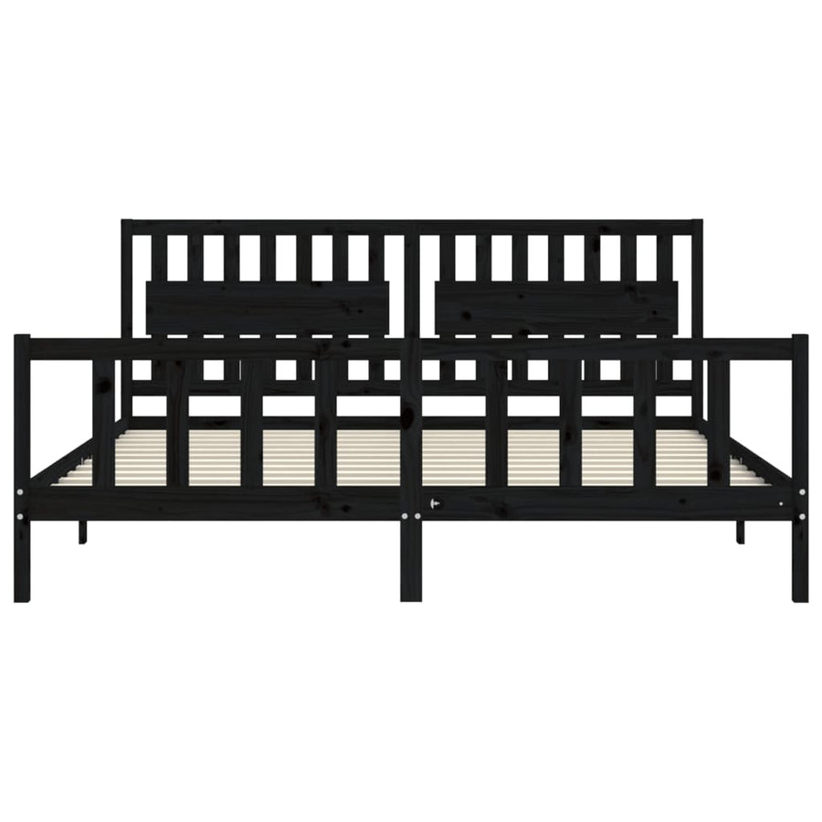 Bedframe Met Hoofdbord Massief Hout 200 x 200 cm Zwart