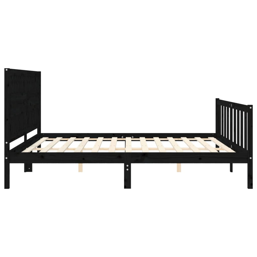 Bedframe Met Hoofdbord Massief Hout 200 x 200 cm Zwart