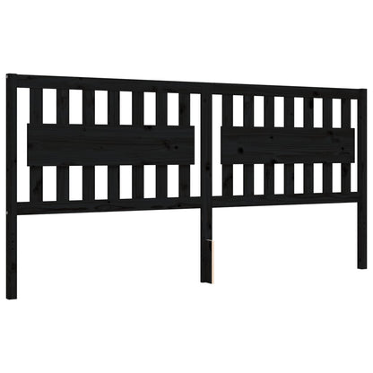 Bedframe Met Hoofdbord Massief Hout 200 x 200 cm Zwart