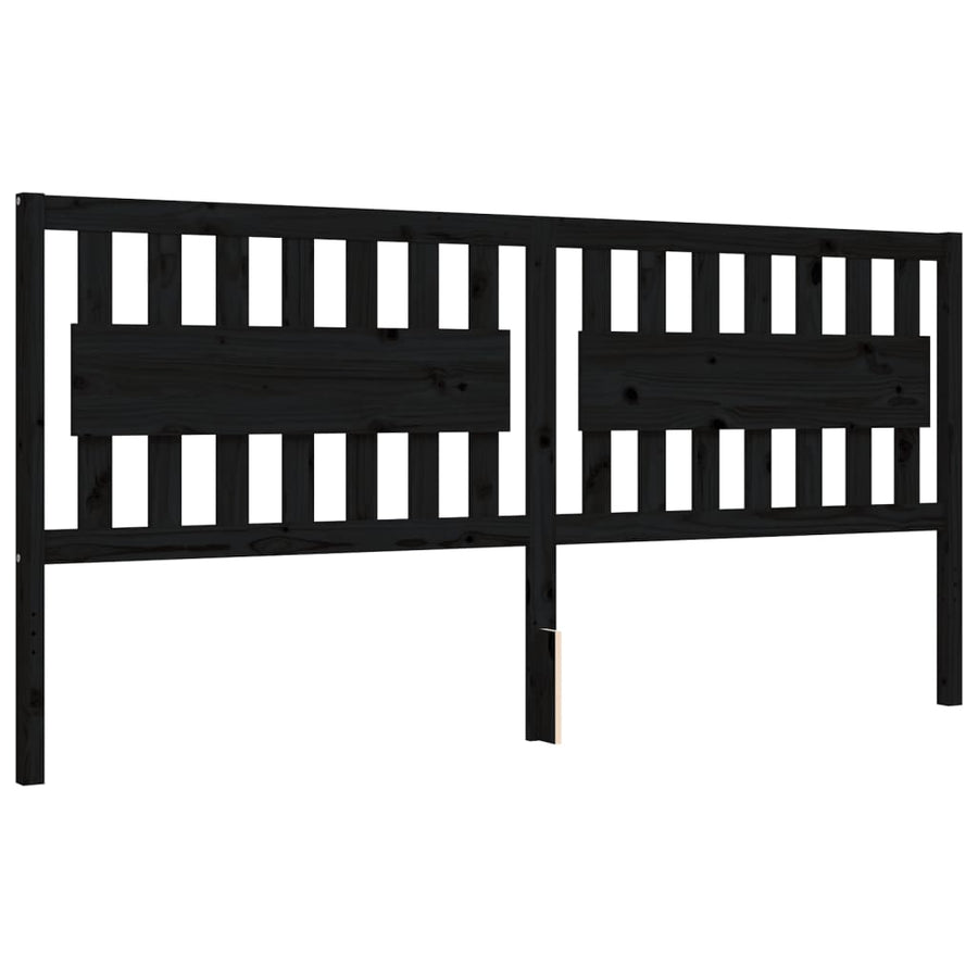 Bedframe Met Hoofdbord Massief Hout 200 x 200 cm Zwart