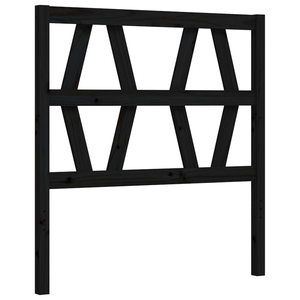 Bedframe met hoofdbord massief hout zwart 2FT6 Small Single 75 x 190 cm Zwart
