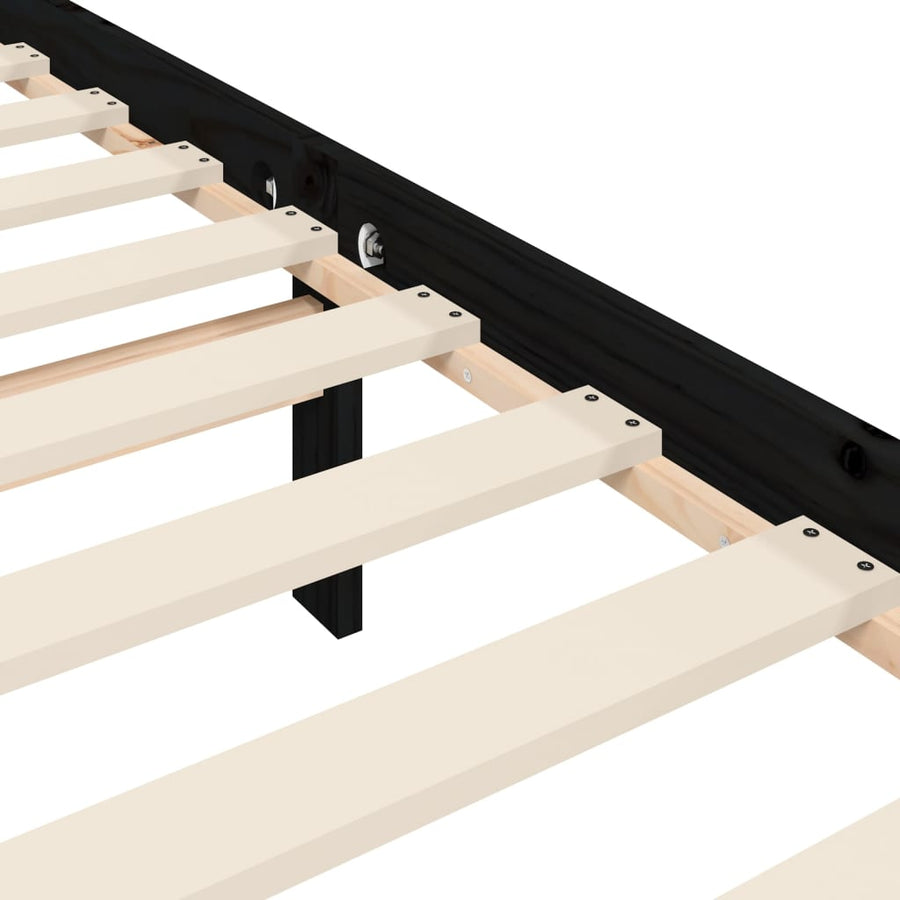 Bedframe met hoofdbord massief hout zwart 2FT6 Small Single 75 x 190 cm Zwart