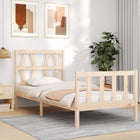 Bedframe met hoofdbord massief hout 100x200 cm 100 x 200 cm Naturel