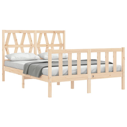 Bedframe met hoofdbord massief hout 140x200 cm 140 x 200 cm Naturel