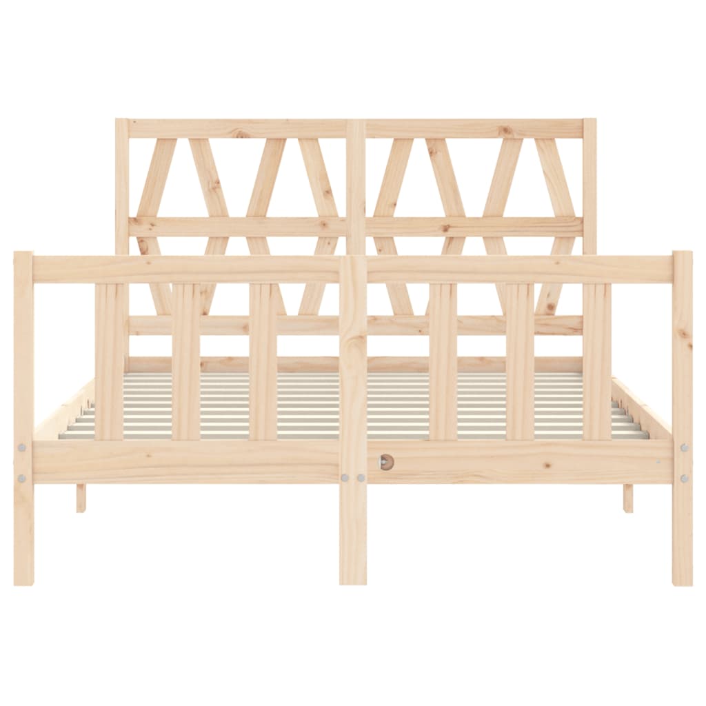 Bedframe met hoofdbord massief hout 140x200 cm 140 x 200 cm Naturel