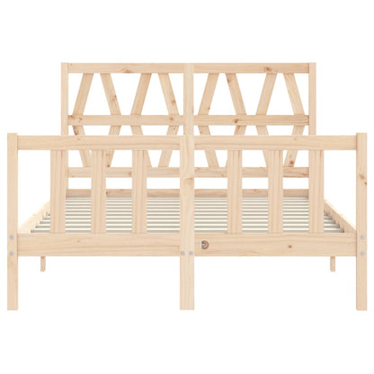 Bedframe met hoofdbord massief hout 140x200 cm 140 x 200 cm Naturel