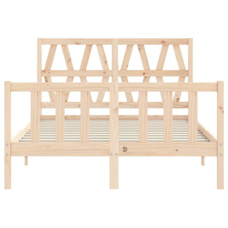 Bedframe met hoofdbord massief hout 140x200 cm 140 x 200 cm Naturel